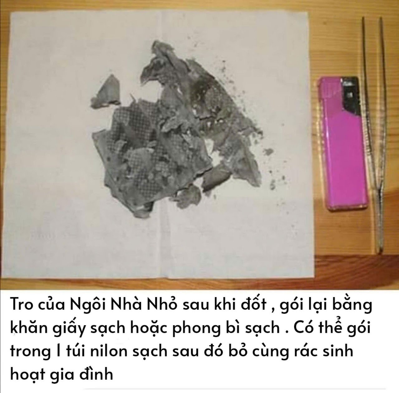 tro của ngôi nhà nhỏ sau khi đốt